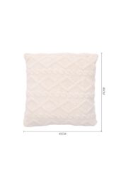 Living and Home White Jacquard Plush Square Throw Pillow Sofa Cushion, Filled with 500g PP Cotton - Size: 45 cm x 45 cm - thumbnail 2