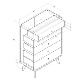 KUDL HOME LV44 Chest of Drawers in Walnut - thumbnail 5