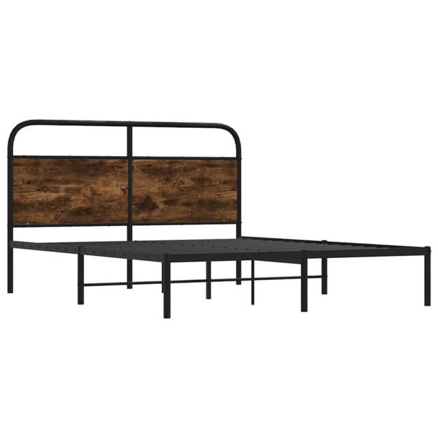 Berkfield Home Elegant Bed Frame Without Mattress 120x200 cm Smoked Oak Engineer in Brown - Size: Small Double - image 1