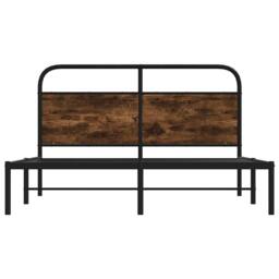 Berkfield Home Elegant Bed Frame Without Mattress 120x200 cm Smoked Oak Engineer in Brown - Size: Small Double - thumbnail 5
