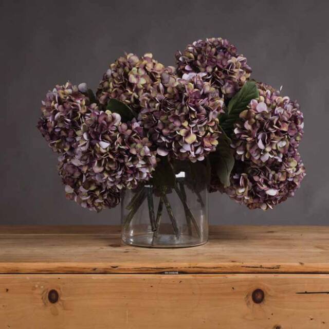 Lemon Pavilion Furniture and Decor Autumn Hydrangea Artificial Flower Single Stem - L18 x W18 x H42 cm in Burgundy - image 1