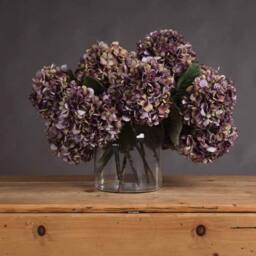 Lemon Pavilion Furniture and Decor Autumn Hydrangea Artificial Flower Single Stem - L18 x W18 x H42 cm in Burgundy - thumbnail 1
