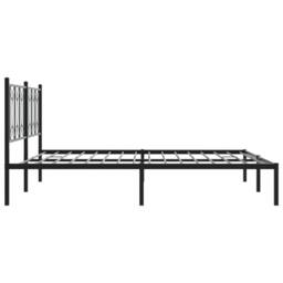 Berkfield Home Metal Bed Frame without Mattress with Headboard Black 183x213cm - Size: 183x213 cm - thumbnail 5