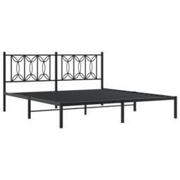 Berkfield Home Metal Bed Frame without Mattress with Headboard Black 183x213cm - Size: 183x213 cm - thumbnail 3