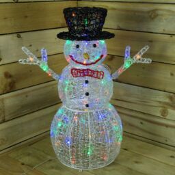Samuel Alexander LIGHT UP 76cm ACRYLIC Christmas SNOWMAN with 88 MULTI COLOUR LED Lights in White - thumbnail 3