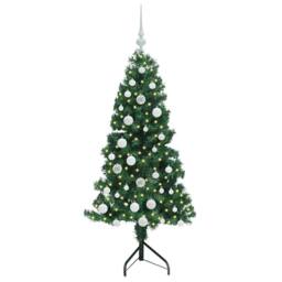 Berkfield Home Corner Artificial Christmas Tree Green 150 cm PVC & Metal - thumbnail 3