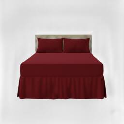 Snug City Fitted Valance Bed Sheet Polycotton Mattress Cover & Frill Easy Care in Red - Size: Single - thumbnail 2
