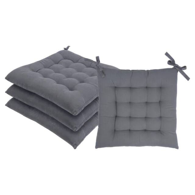 Harbour Housewares Square Seat Pads - 40 x 40cm - Pack of 4 in Grey - Size: 40 x 40 cm - image 1