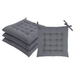 Harbour Housewares Square Seat Pads - 40 x 40cm - Pack of 4 in Grey - Size: 40 x 40 cm