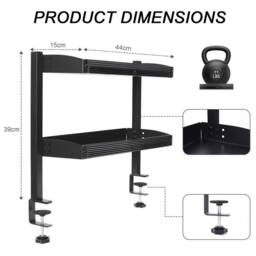 VOGREX Clamp on Desk Shelf, Desktop or Under Desk Shelf in Black - thumbnail 2