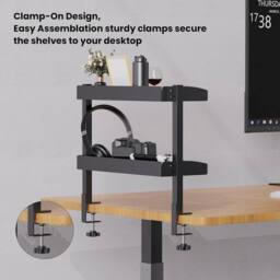 VOGREX Clamp on Desk Shelf, Desktop or Under Desk Shelf in Black - thumbnail 4