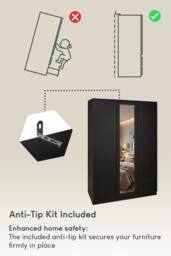 Home Discount Vida Designs Denver 3 Door Mirrored Wardrobe Storage Bedroom Furniture in Black - thumbnail 5