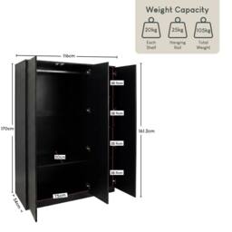 Home Discount Vida Designs Denver 3 Door Mirrored Wardrobe Storage Bedroom Furniture in Black - thumbnail 2