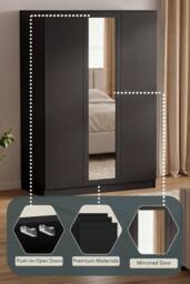 Home Discount Vida Designs Denver 3 Door Mirrored Wardrobe Storage Bedroom Furniture in Black - thumbnail 6