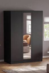 Home Discount Vida Designs Denver 3 Door Mirrored Wardrobe Storage Bedroom Furniture in Black