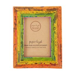 Paper High Reclaimed Newspaper Photo Frame in Orange - Size: Medium - thumbnail 1