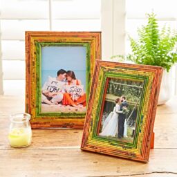 Paper High Reclaimed Newspaper Photo Frame in Orange - Size: Medium - thumbnail 4