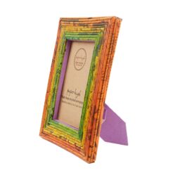 Paper High Reclaimed Newspaper Photo Frame in Orange - Size: Medium - thumbnail 2