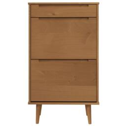Berkfield Home Shoe Cabinet MOLDE Brown 59.5x35x103 cm Solid Wood Pine - thumbnail 4