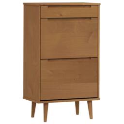 Berkfield Home Shoe Cabinet MOLDE Brown 59.5x35x103 cm Solid Wood Pine - thumbnail 2