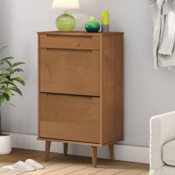 Berkfield Home Shoe Cabinet MOLDE Brown 59.5x35x103 cm Solid Wood Pine