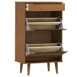 Berkfield Home Shoe Cabinet MOLDE Brown 59.5x35x103 cm Solid Wood Pine - thumbnail 5