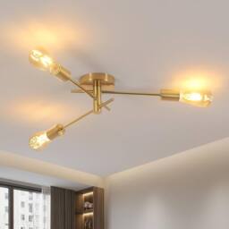 Goeco E27 Vintage Chandelier, with 180 Rotation, Gold Metal Ceiling Lights - thumbnail 2