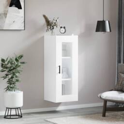 Berkfield Home Wall Mounted Cabinet White 34.5x34x90 cm - thumbnail 1