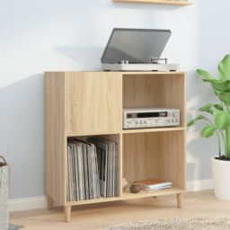 Berkfield Home Record Cabinet Sonoma Oak 84.5x38x89 cm Engineered Wood in Brown - thumbnail 1