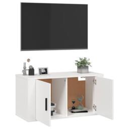 Berkfield Home Wall Mounted TV Cabinet White 80x34.5x40 cm - thumbnail 5