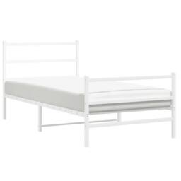 Berkfield Home Metal Bed Frame without Mattress with Footboard¬†White 100x190cm in White - Size: 100x190 cm - thumbnail 4
