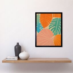 "Artery8 Wall Art Print Tropical Monstera Leaf Jungle Pastel Botanical Art Framed in Black - Size: W12"" x H16""" - thumbnail 2