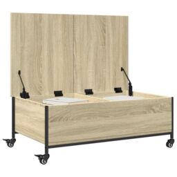 Berkfield Home Coffee Table with¬†Wheels Sonoma Oak 91x55x34 cm Engineered¬†Wood in Brown - Size: 91 x 55 x 34 cm - thumbnail 5