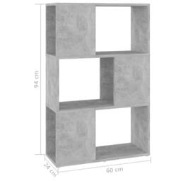 Berkfield Home Classic Book Cabinet Room Divider Concrete Grey 60x24x94 cm Engin - Size: 60 x 24 x 94 cm - thumbnail 7
