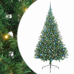 Berkfield Home Beautiful Artificial Pre-lit Christmas Tree Green 210 cm PVC - thumbnail 3