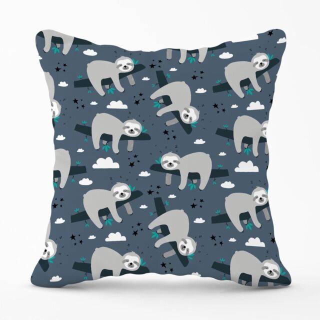Warren Reed - Designer Sleeping Sloth Pattern Outdoor Cushion in Grey - Size: 60 cm x 60 cm - image 1