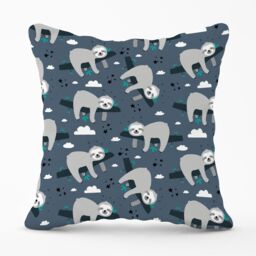 Warren Reed - Designer Sleeping Sloth Pattern Outdoor Cushion in Grey - Size: 60 cm x 60 cm - thumbnail 1