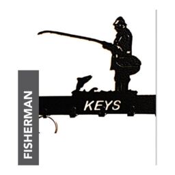 Poppyforge Fisherman Key Holder - Rack - Solid Steel - W15 x H9 cm in Black