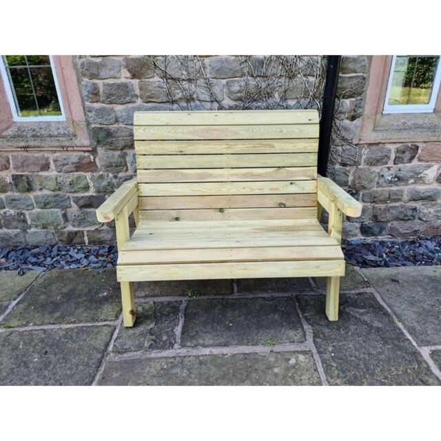 Churnet Valley Garden Furniture Ltd Clover 2 Seat Bench - Swedish Redwood - Minimal Assembly Required in Brown - image 1