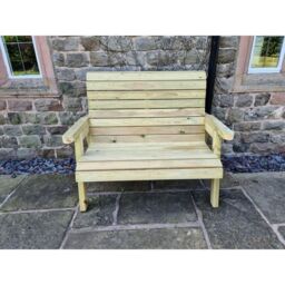 Churnet Valley Garden Furniture Ltd Clover 2 Seat Bench - Swedish Redwood - Minimal Assembly Required in Brown - thumbnail 1