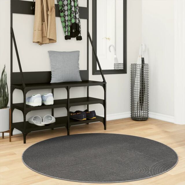 Berkfield Home Rug IZA Short Pile Scandinavian Look Anthracite √ò 120 cm in Black - Size: Medium - image 1