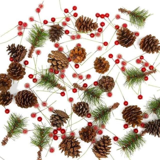 Pelle & Sol 130 Piece Christmas Crafts Realistic Pine Cones & Berry Accessory in Green - Size: 1 Pack - image 1