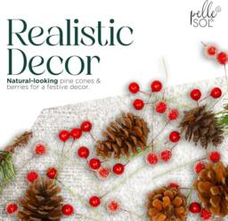 Pelle & Sol 130 Piece Christmas Crafts Realistic Pine Cones & Berry Accessory in Green - Size: 1 Pack - thumbnail 2