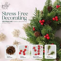 Pelle & Sol 130 Piece Christmas Crafts Realistic Pine Cones & Berry Accessory in Green - Size: 1 Pack - thumbnail 4