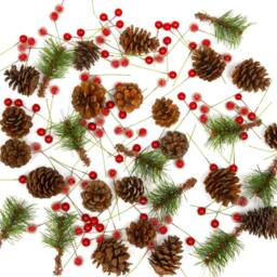 Pelle & Sol 130 Piece Christmas Crafts Realistic Pine Cones & Berry Accessory in Green - Size: 1 Pack - thumbnail 7