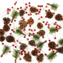 Pelle & Sol 130 Piece Christmas Crafts Realistic Pine Cones & Berry Accessory in Green - Size: 1 Pack - thumbnail 1