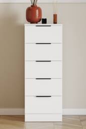 HD Designs Trega 5 Drawer Narrow Chest of Drawers Space Saving in White - thumbnail 3