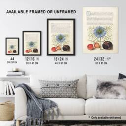 Artery8 Love in a Mist & Cherries Calligraphy Framed Wall Art Print in White - Size: A4 - thumbnail 3