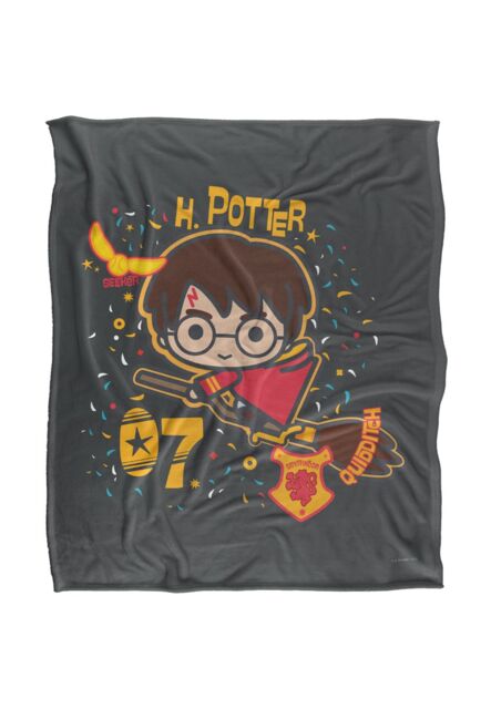 Harry Potter H. Potter 07 Quidditch Chibi Officially Licensed Silky Touch Super Soft Throw Blanket 152x127 cm in White - image 1