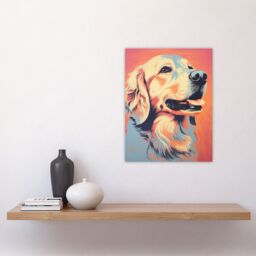 Artery8 Wall Art Print Golden Retriever Dog Pastel Tone Screen Risograph Artwork Spot Block Colour Duotone Retro Riso Interior Design Poster - thumbnail 4